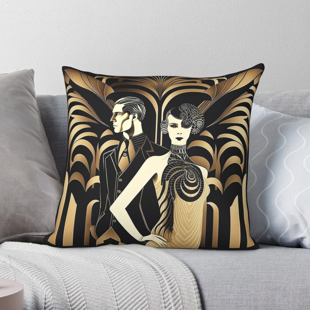 Wealth And Prosperity Square Pillowcase Polyester Linen Velvet Pattern Zip Decorative Pillow Case Home Cushion Case