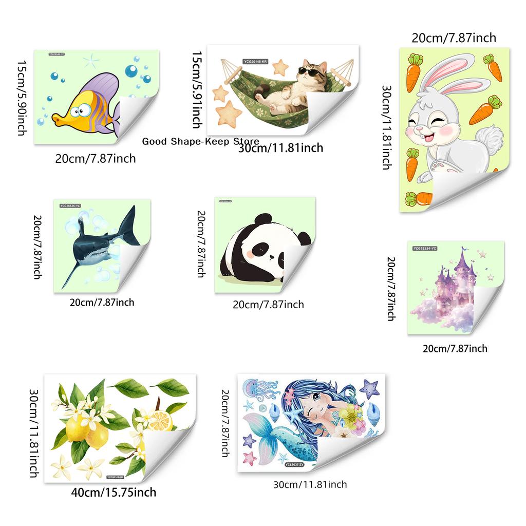Self-Adhesive Pvc Bathroom Home Decoration Luminous Dolphin Panda Rabbit Animal Flower Toilet Sticker Green Dream Fun Pattern