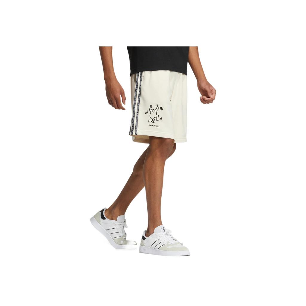 Adidas Neo X Keith Haring Cartoon Stripe Casual Sport Shorts Men Bottoms Beige HD7258