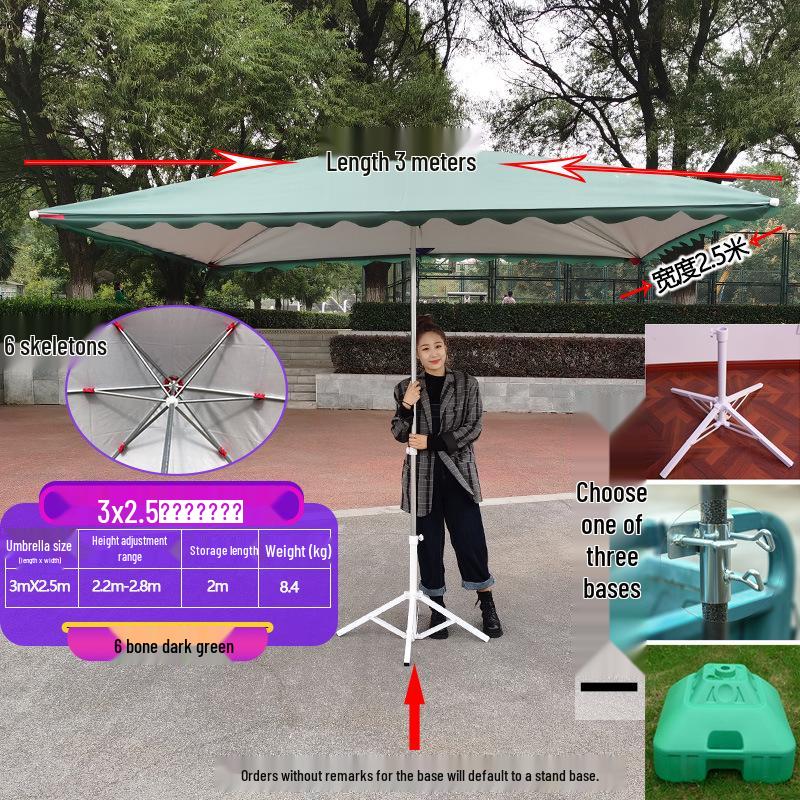 Large Outdoor Rectangular Sunshade Umbrella - Commercial Folding Awning for Courtyard