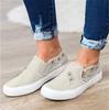 Special for large size single shoes, women's canvas loafers, denim zippers, one pedal, flat lazy shoes, casual board shoes.