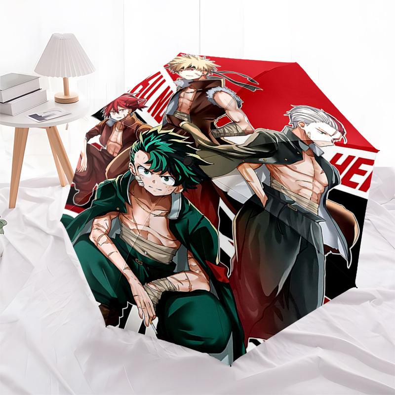 

1pc My Hero Academia Characters Auto-Folding Umbrella, Portable 3-Fold Design, 8-Bone Iron Frame Outdoor Umbrella, Perfect Gift for Fans, Travelers, D