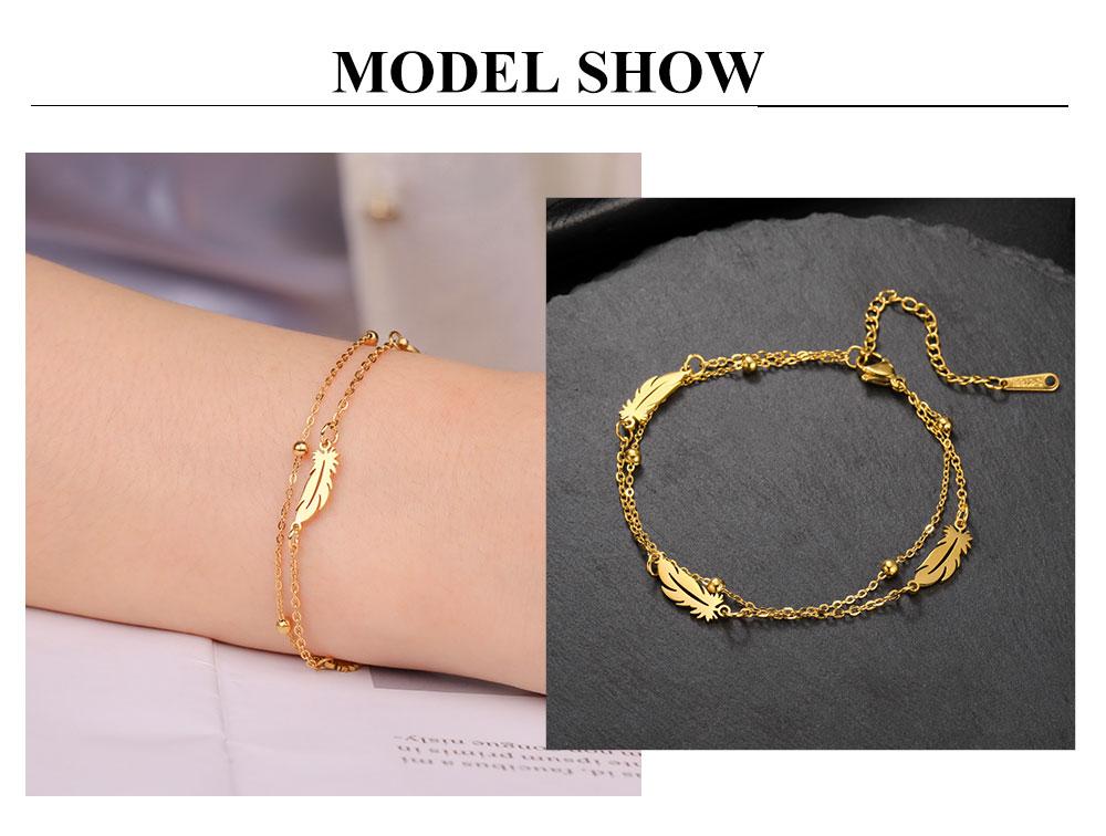 Cazador Feather Charms Women's Bracelet Stainless Steel Jewelry Beads Chain Hand Bracelet Birthday Gift Trend 2026 Wholesale