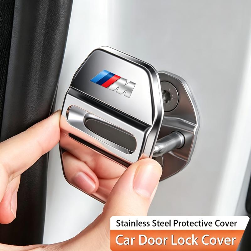 CTCE1 4Pcs Car Door Lock Cover Stainless Steel Protection Accessories Sticker For BMW G30 G20 G05 G11 E48 3 5 Series G07 G06 G02 F39