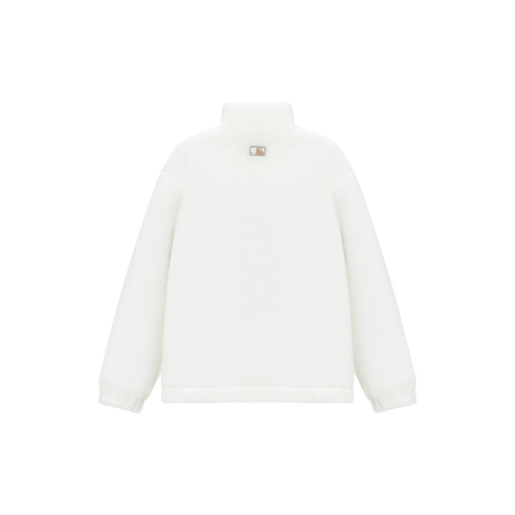 Chaqueta MLB Sherpa de Cuello Alto Cálida Cortavientos Ajustada Chaqueta Unisex Crema 3AFDB0626-50CRS