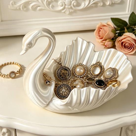 3D Printed Swan Jewelry Tray, Swan Shaped Earrings Necklace Ring Dish Tray, Decorative Keys Trinkets Holder Organizer Tray
