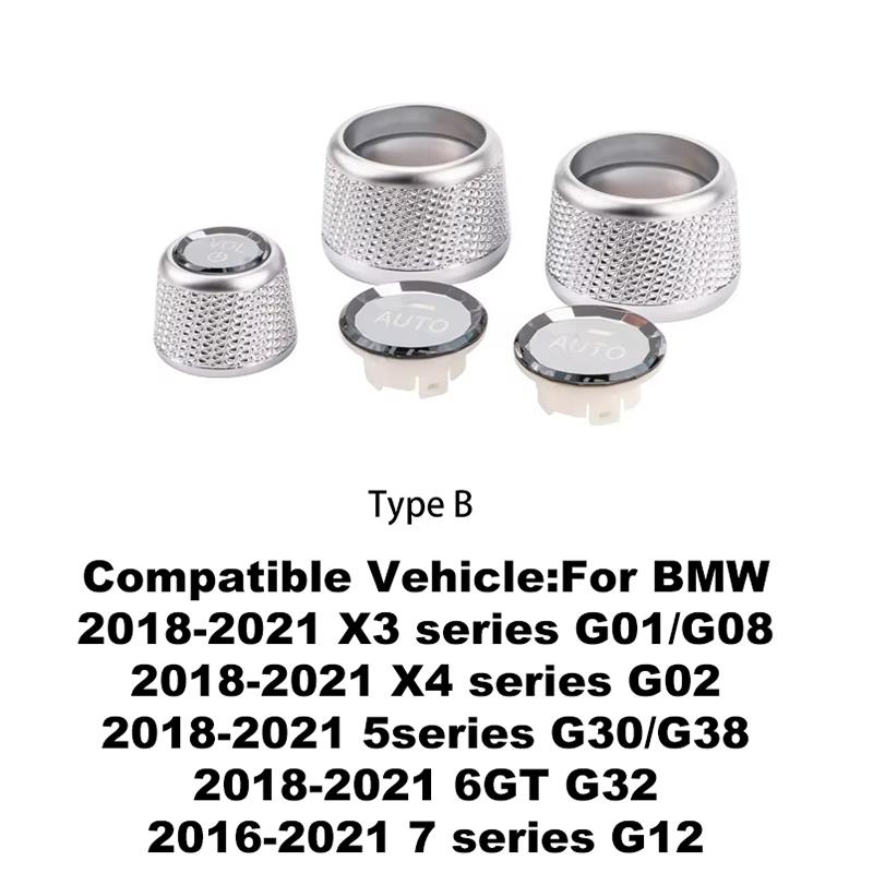 Premium Crystal Volume & AC Knob Covers for BMW F30 F10 F25 F15 F02 G30 G01 G02 Interior Air Conditioning Control Knob Button
