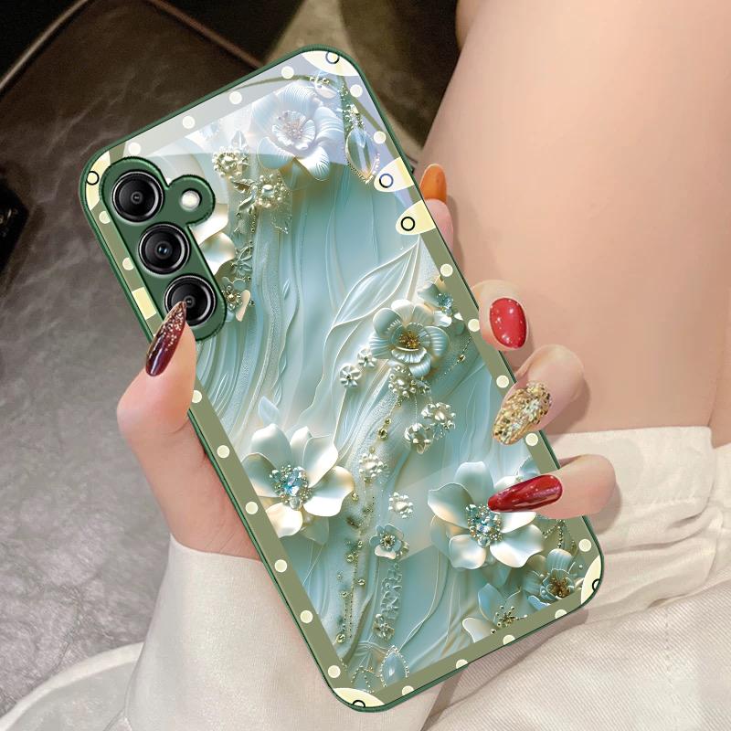 Pudełko Różowe Kwiaty Dla Samsung Galaxy A14 4G 20 30 52 20S 21S 22 A32 33 34 42 50 51 53 54 70 71 72 73 5G Szklane Etui Na Telefon