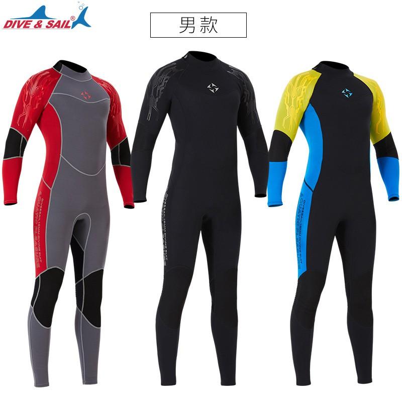 3MM Diving Suit Men's One-piece Long-sleeved Thick Warm Mercerized Velvet Women's Sunscreen Jellyfish Surfing