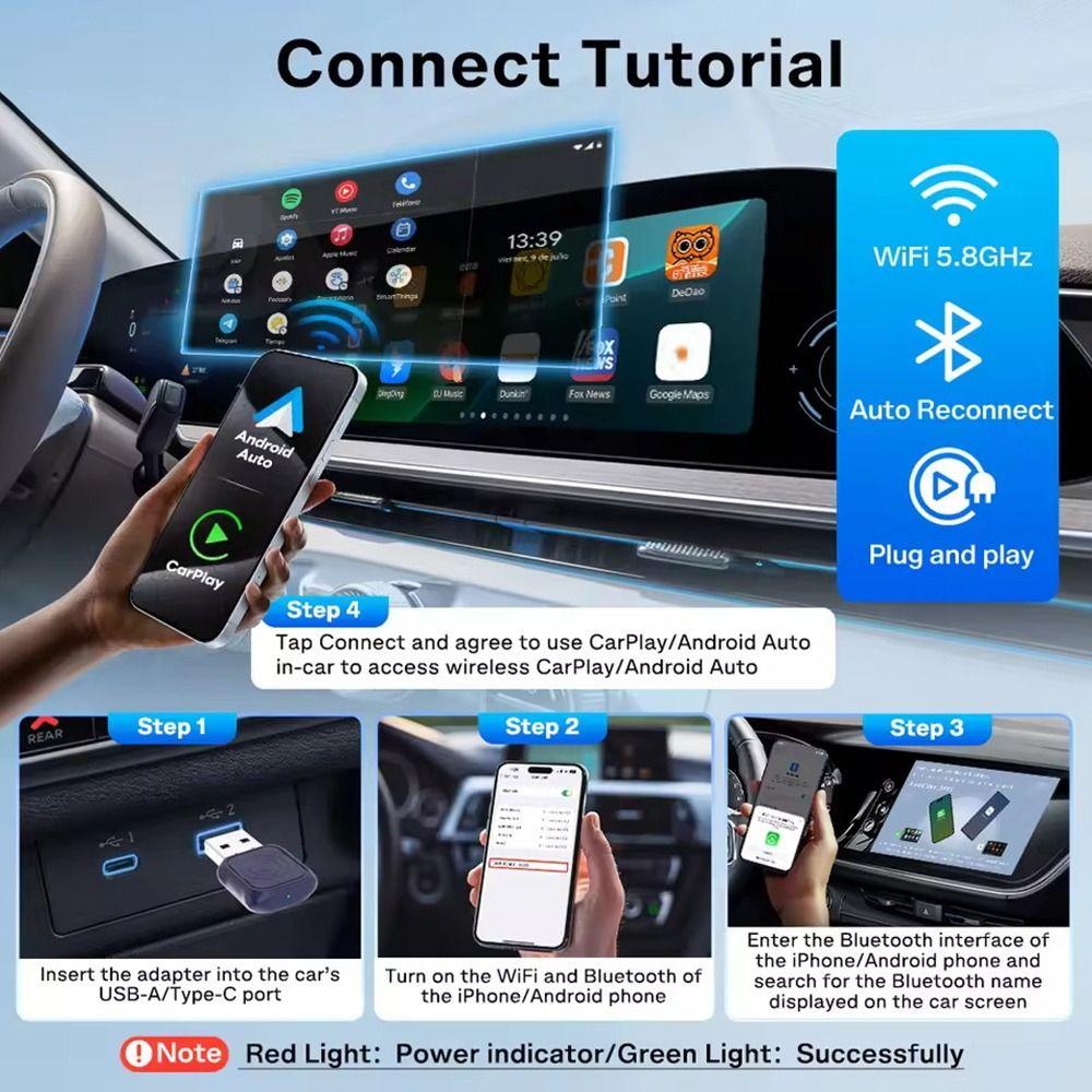 Mini Ultra Wireless CarPlay Adapter 2in1 Wired To Wireless Converter CarPlay Video Adapter  Car