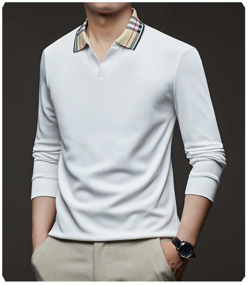 Middle Aged And Young Men'S Fashionable T-Shirt With Long Sleeves And A Collar, Autumn Men'S Casual Polo Shirt, Autumn Clothes