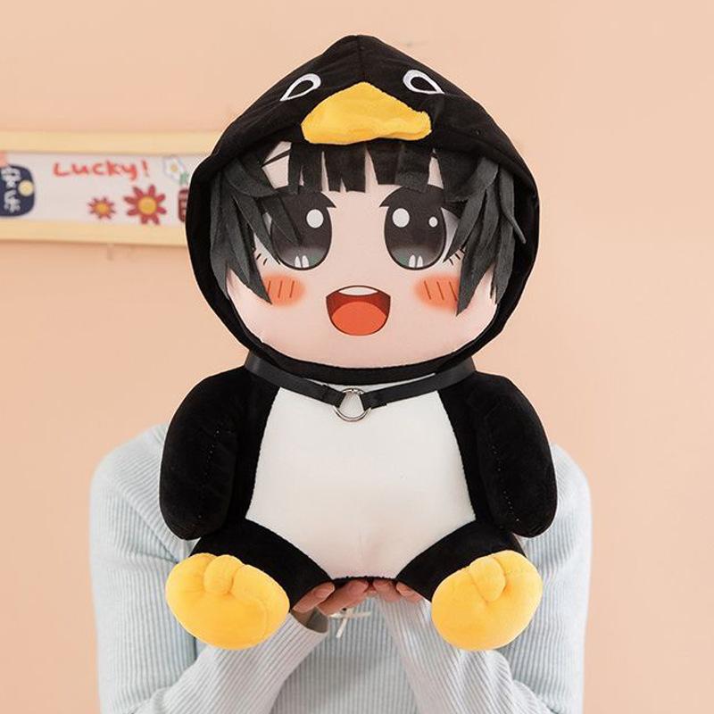 Süßes Kragenring-Design Pinguin-Anzug Mädchen Stofftier Plüschtier Niedliche Große Augen Puppe Feiertagsgeschenk Für Anime-Liebhaber Teenager-Mädchen 25CM