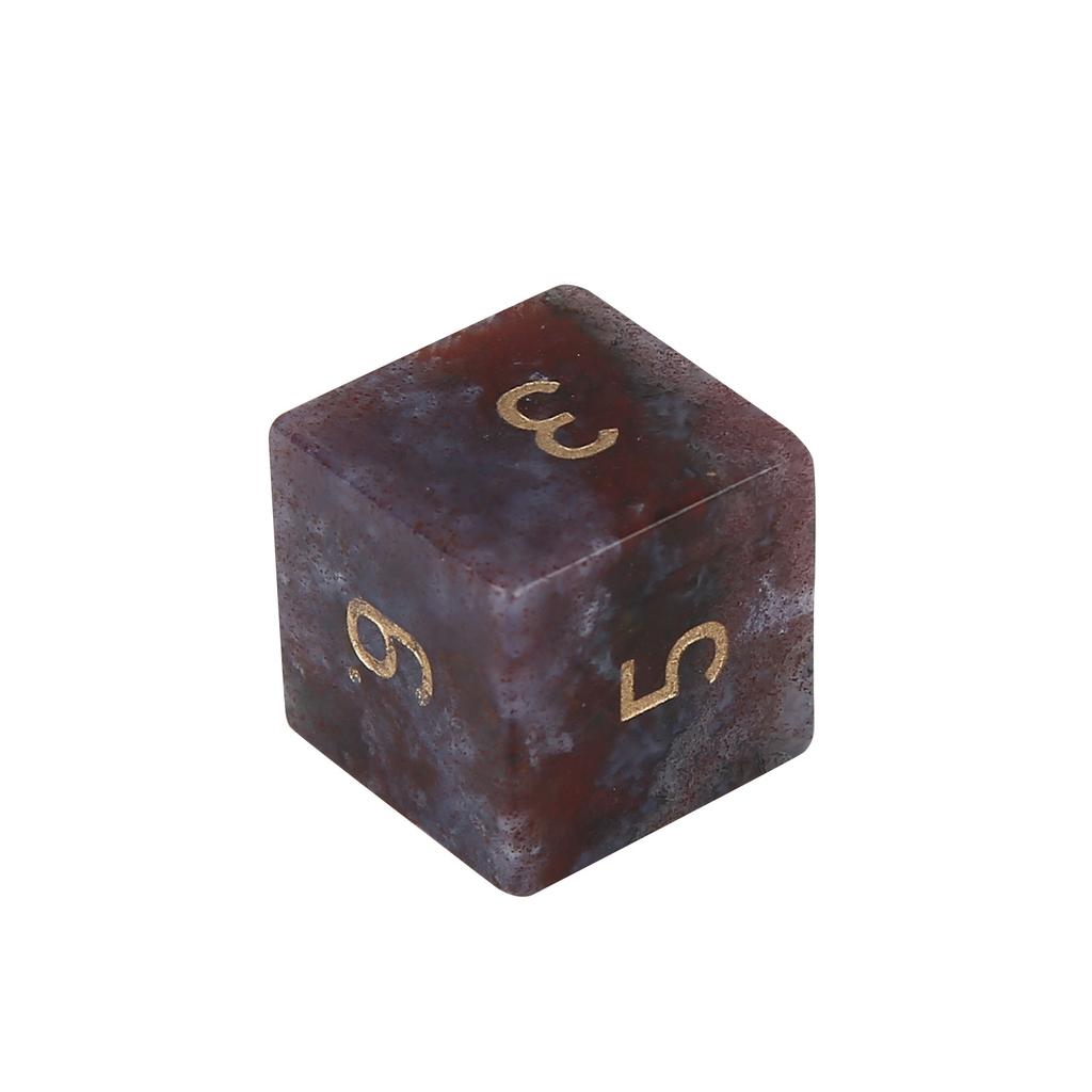 Natural Indian Agate Z01 Numbered Dice Set, DND TRPG Premium Collectible Colorful Gemstone Dice