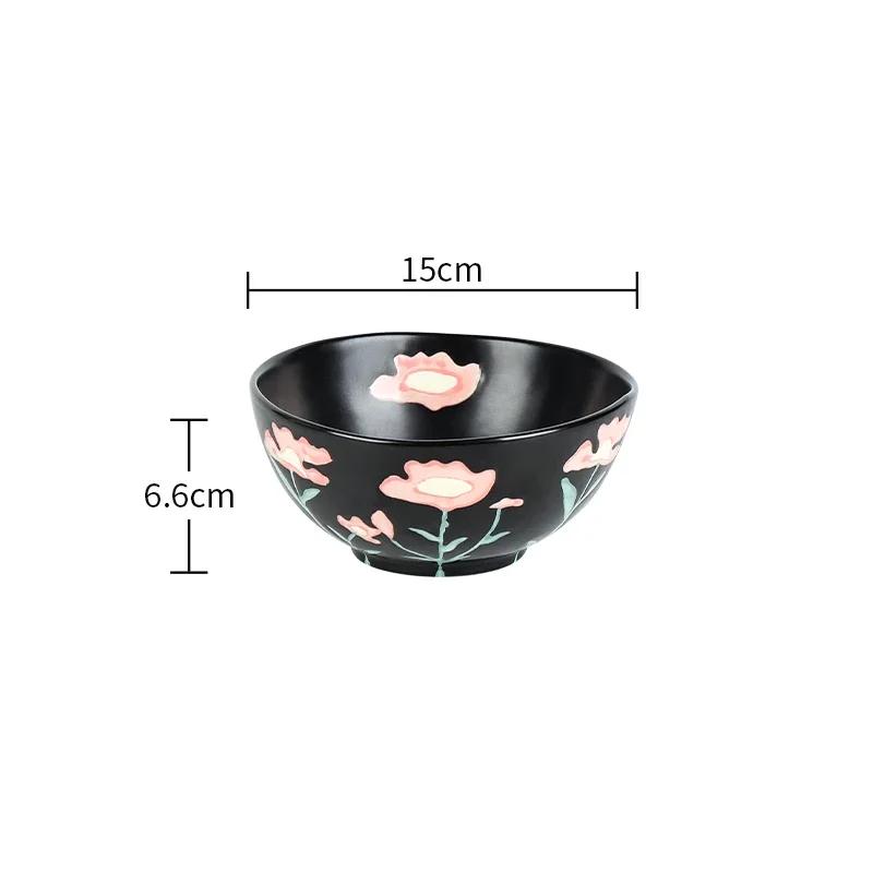 Retro Blumen Schwarz Weiß Keramik Teller High-End-Restaurant Köstliche Steak Platte Exquisite Home Reis Schalen Einzigartige Geschirr
