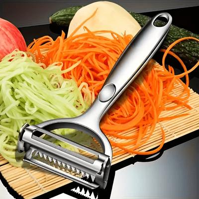 Stainless Steel Multi-Function Peeler and Julienne Slicer - Kitchen Vegetable and Fruit Shredder, Manual Food Processor, Essential Kitchen Gadget