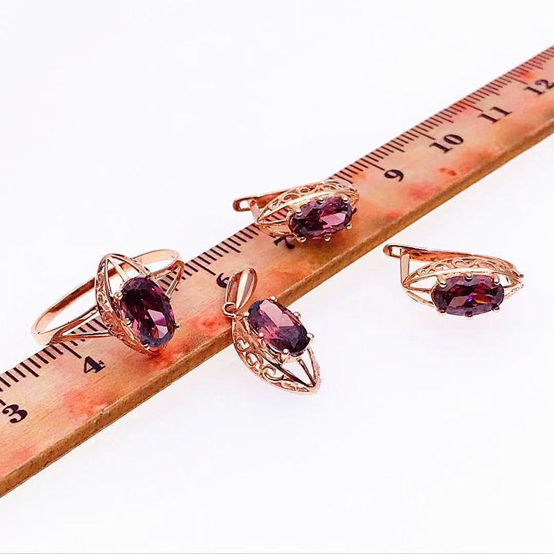 Purple Gold Color Gold Fashion Personality Temperament Rose Gold Plated Inlaid Smoke Zircon Pendant Collarbone Chain