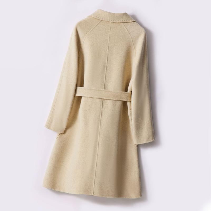 100% Wool Women Coat TIDENOVEL Autumn Wool Long Coat Handmade Pea Coat Winter Warm Cashmere Long Jacket