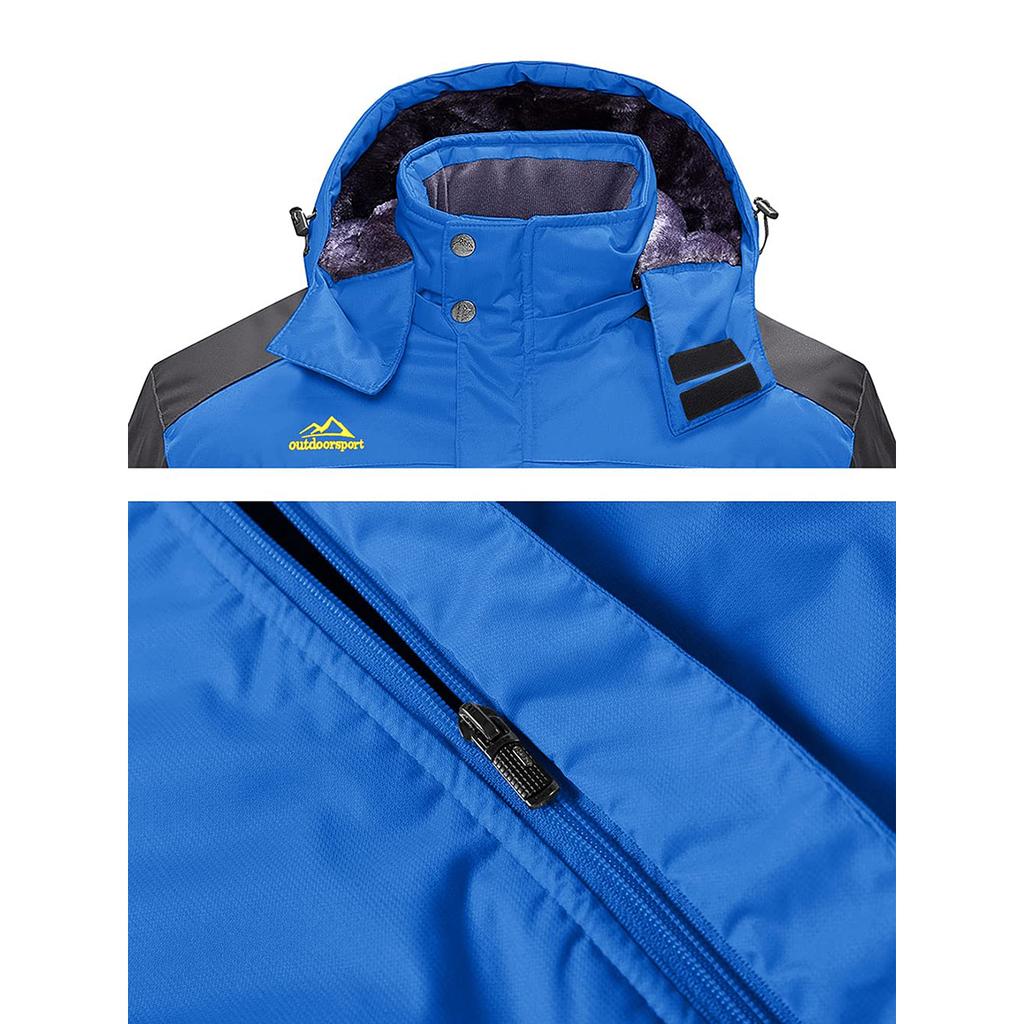 TACVASEN Men's Waterproof Ski Jacket Fleece Lining Warmth Parka Winter Snow Working Outdoors Hooded Coat Rain Shell Windbreaker