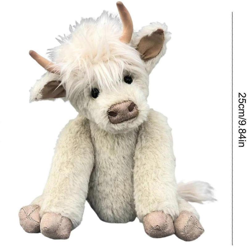 25cm Cute Highland Cow Plush Animals, Sitting Scotland Highland Cow,stuffed Animal Highland Cow Cuddly Toy Plush Animal With Oxhorn, Cattle Animal Ide