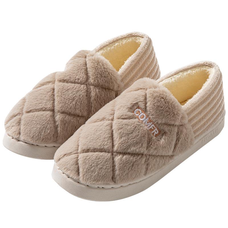 Cotton Slippers Autumn and Winter Couple Home Bag Heel Thermal Shoes Platform Plush Slippers