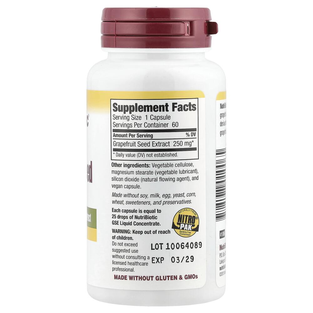 NutriBiotic Grapefruit Seed Extract 250mg Capsules 60 Count