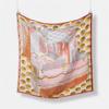 53Cm Luxury Leather Suitcase Fashion  Scarves 100% Twill Silk Scarves Women Design Neckerchief Hijab Square Scarf Shawls