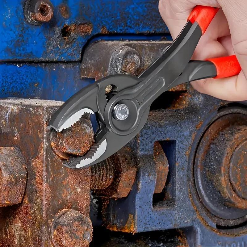 8-Inch Snap-Ring Pliers Stainless Steel Multi-Function Quick Adjust Home Repair Pliers Large Opening Pipe & Wire Hand Tool