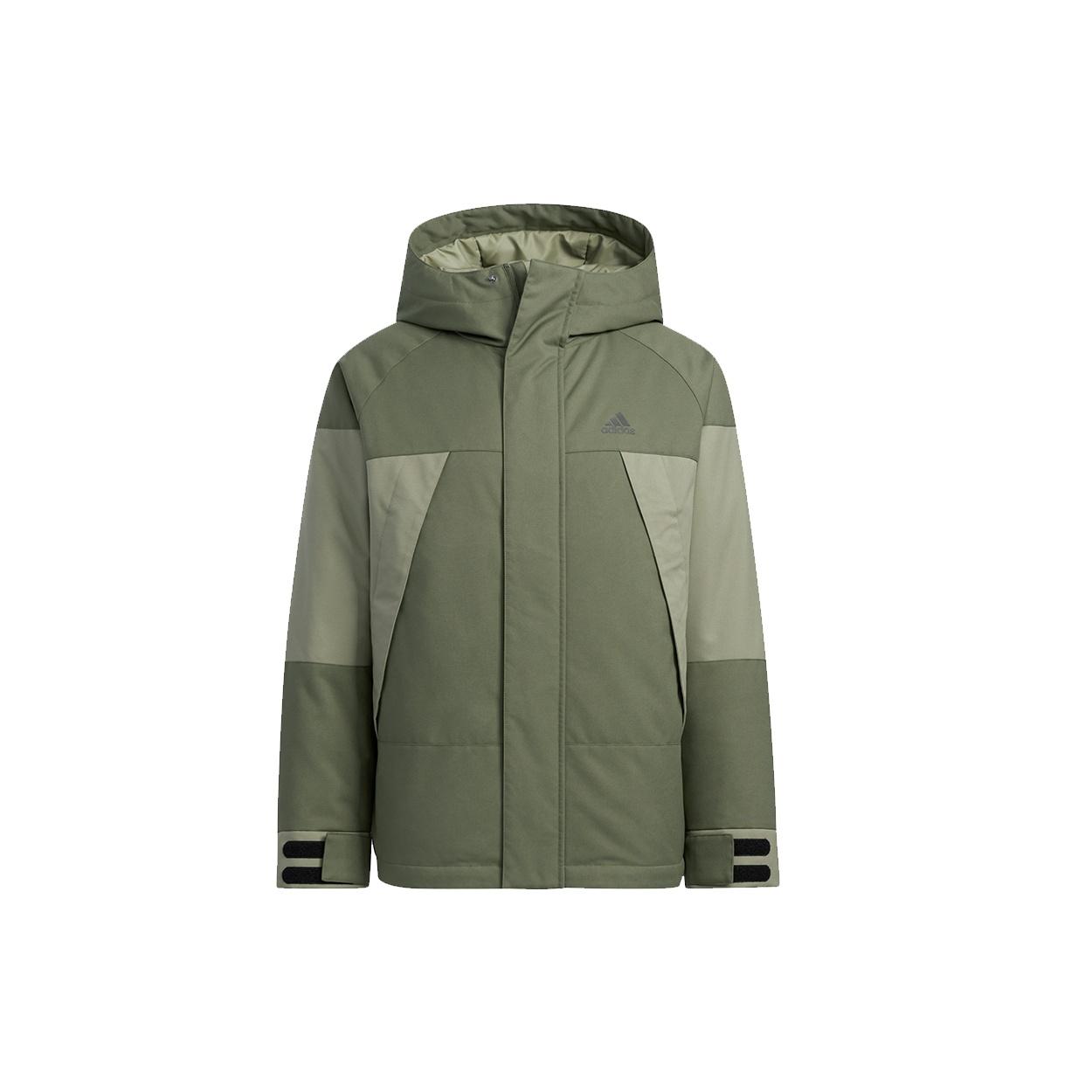 Men s adidas Cb Bos Logo Jkt Outdoor Colorblock Sports With Down Feather Military Green Jacket H23090 L