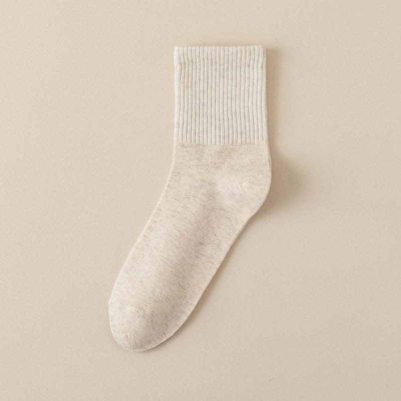 Antibacterial, Breathable Mid-Calf Socks: Sweat-Absorbent, Casual, Versatile, Over-the-Knee Solid Color for Autumn/Winter
