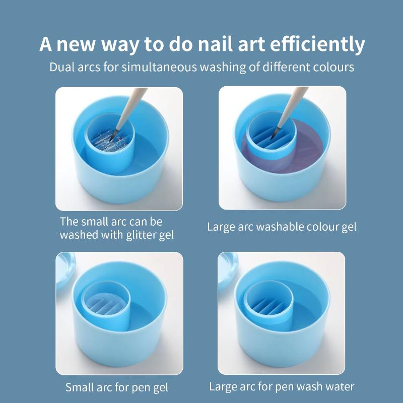 1Pcs Nail Art Brush Uv Acrylic Gels Parts Nail Tool Holder Cup With Dual Use Lid Brush Stand Palette Separate Cleaning Ridges