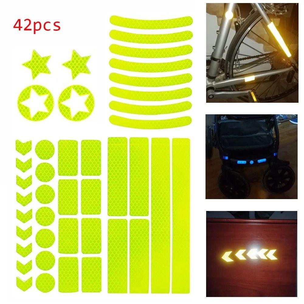 

42Pcs/Set Protective Reflective Bicycle Stickers Multicolor Reflective Decals Outdoor