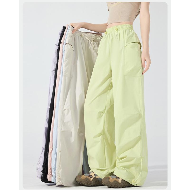 Pantaloni Traspiranti Impermeabili Colorati in Seta di Ghiaccio Asciugatura Rapida Gamba Larga Paracadute Ultraleggeri Antivento Protezione Solare per Donna