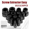 26/13/10Pcs Damaged Screw Extractor Bolt Nut Extractor Set Drive Rusted Screw Remover Tool Broken Screw Stud Removal Kit