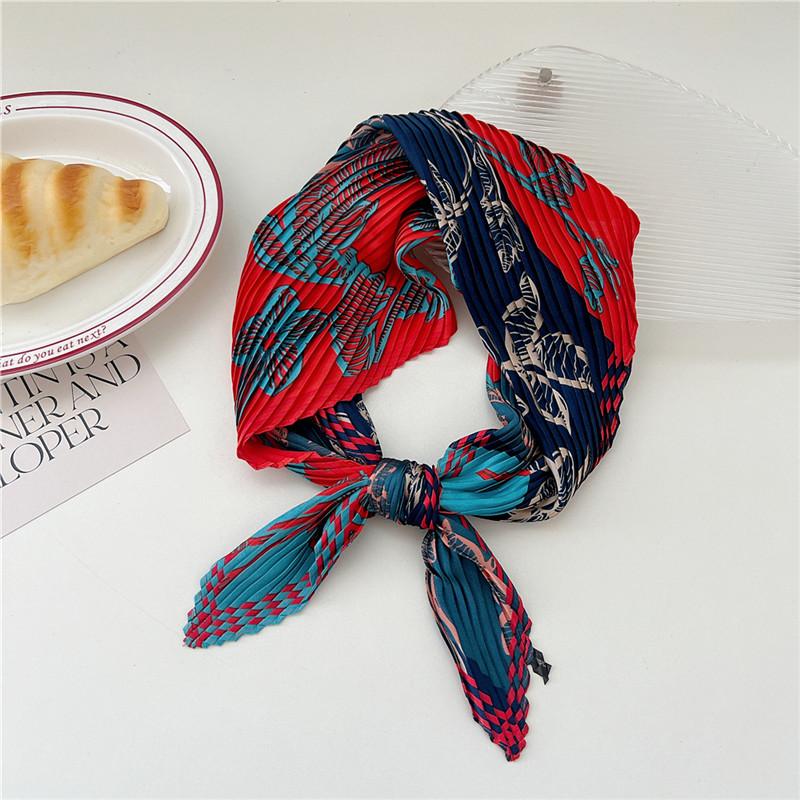 70cm Crumpled Scarf Kerchief Print Square Scarves Women DIY Hair Band Ribbon Headscarf Bandanas Headband Neck Wraps Neckerchief