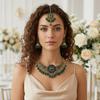 Ensemble de bijoux indiens en strass Ensemble de collier en strass brillant pour femmes