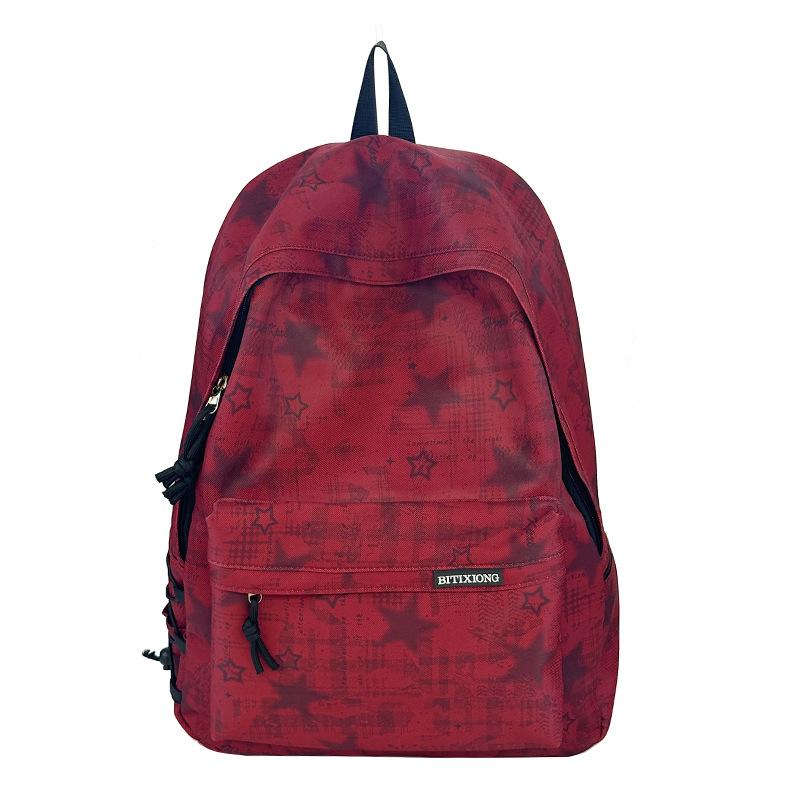 

Star Print Backpack for Men Women School Travel Daypack with Front Pocket червоний