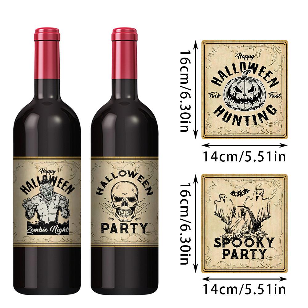 Halloween Vintage Bottle Stickers With Pumpkin Head Decor For Party Venue Decoration