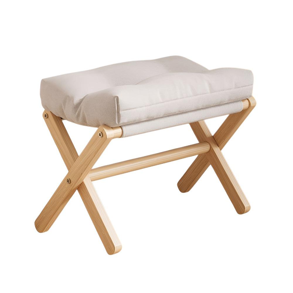 Cotton-filled Cushion Footstool Compact Design Folding Stool Foldable Footstool  Naps Rest