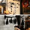 Festival Gift for Halloween Hanging Wall Decor, Matte Black Dead Branch Bat Silhouette Ornament Festive Entrance Bell with Metal Bell, Easy