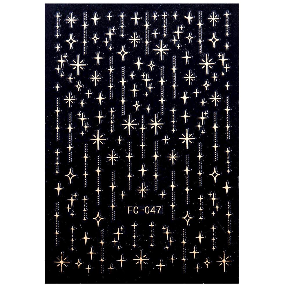 Iridescent Gold Starburst & Dots Nail Art Stickers – Women's Fantasy DIY Decals