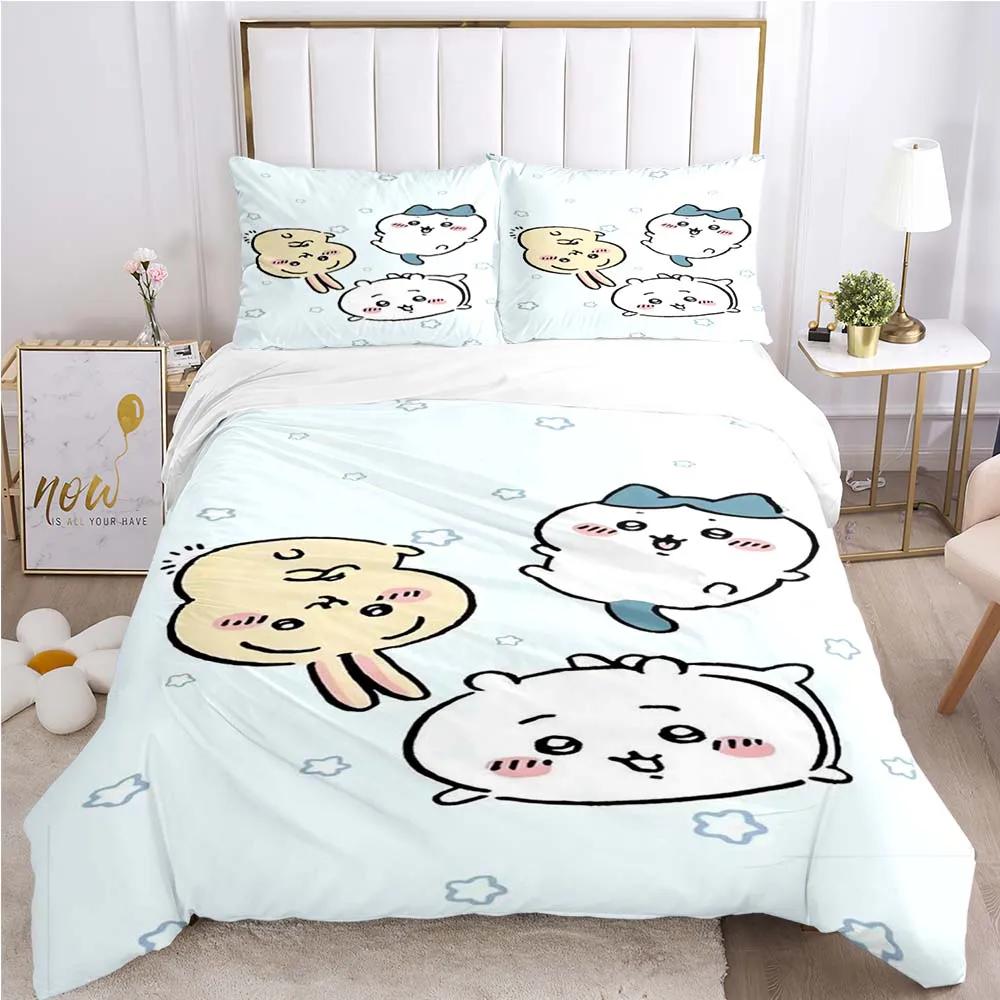 Cartoon Chiikawa Pattern Quilt Cover Pillowcase Two or Three Piece Multi Size Duvet Cover Bedding Sets Christmas Gift