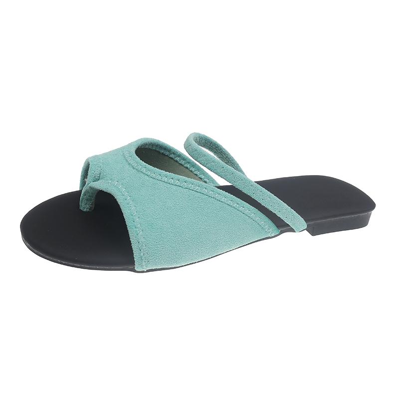 Fashion Fashion Toe Slippers Women's Summer New Outward Wear Round Toe Suede Soft Sole Non-slip Wear-resistant Flat Shoes