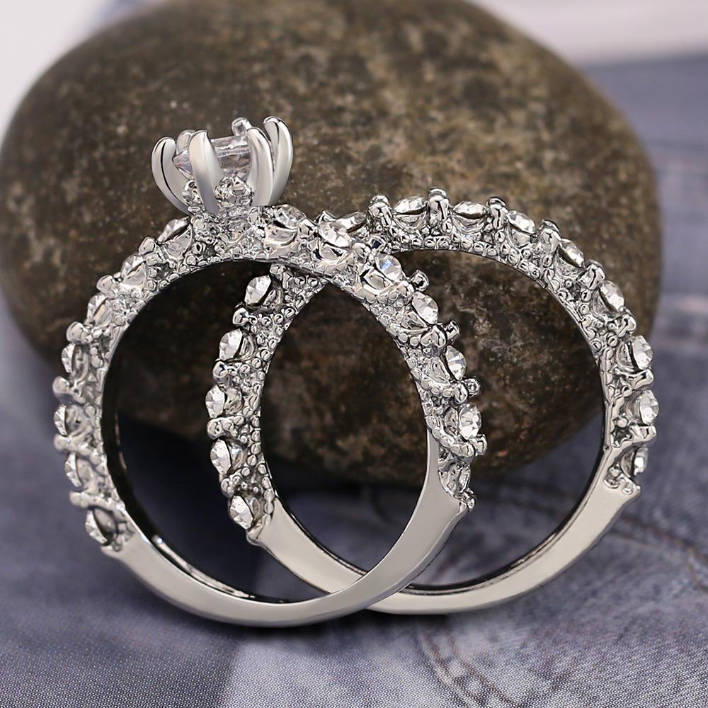Jewelry, Women'S Round Diamond Set Fashion Pair Ring, Full Diamond Ring