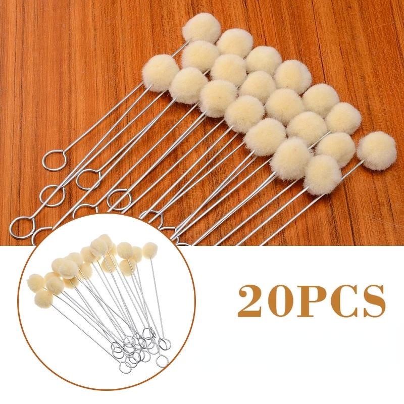 20pcs 12.5cm DIY Leather Dyeing Wool Ball Brush Metal Handle Daubers Painting Assisted Leather Craft Making Accessories