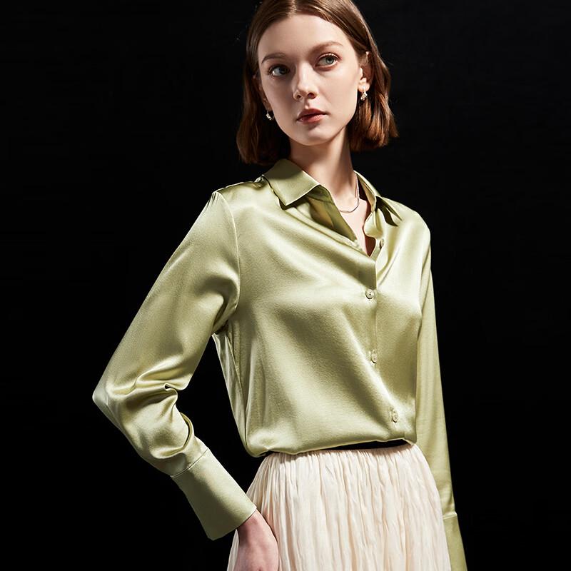 Wudao Women s Mulberry Silk Long Sleeve Lapel Shirt L