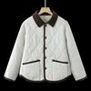 2026 Autumn/Winter Retro Lapel Cotton Jacket - Versatile Quilted Warm Short Coat for Women