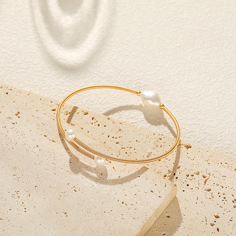 Thin Baroque Freshwater Pearl Bracelet Gold Plated For Gift Women S Jewelry