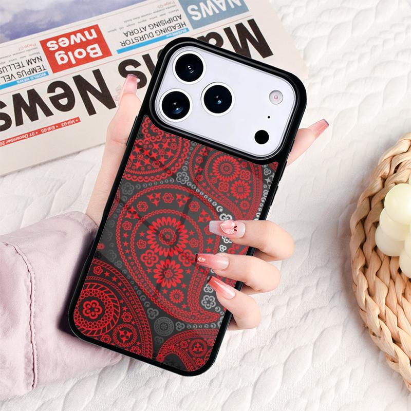 Red Bandana Paisley Phone Case For IPhone 17 16e 15 14 13 12 11 Pro Max Air Mini Soft Protective Cover