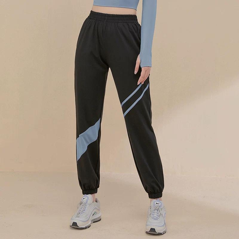 Women s Loose Spring and Summer Morning Running High Waist Sports Pants S синий