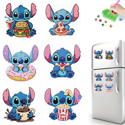 6-teiliges Set Stitch beim Dessert-Diamantmalerei-Magnete für den Kühlschrank, Diamantkunst-Kühlschrankmagnete für Erwachsene, Diamantkunst-Kühlschrankmagnet-Sets